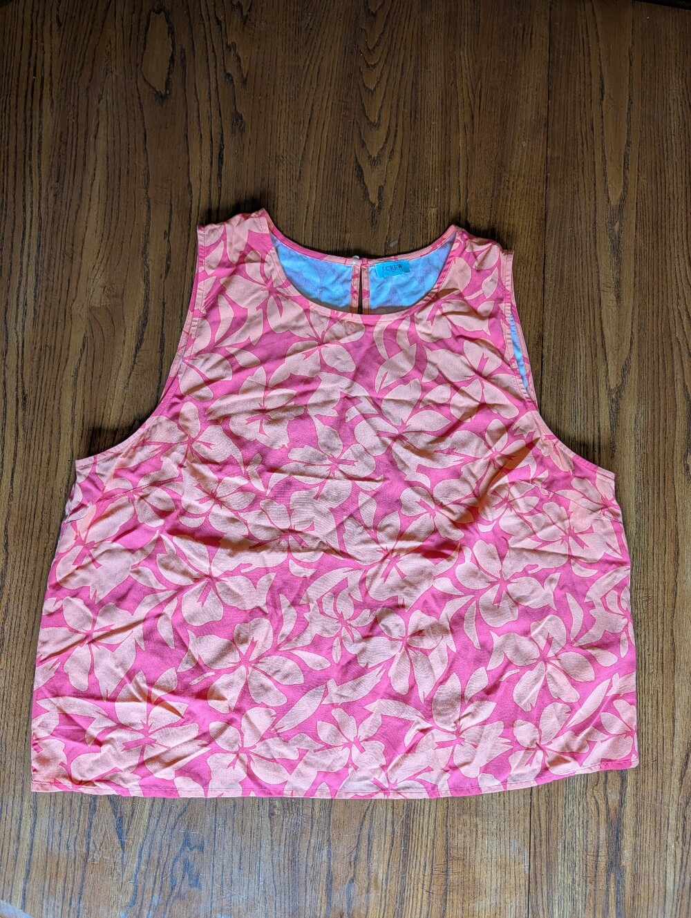 J.Crew Floral Sleeveless Blouse Pink Coral Cotton Top Estimated XL